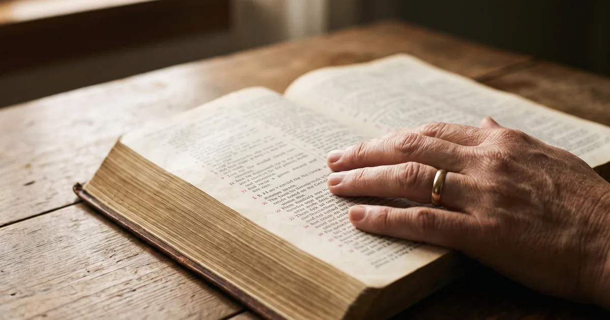 Primer plano pagina leyendo la Biblia